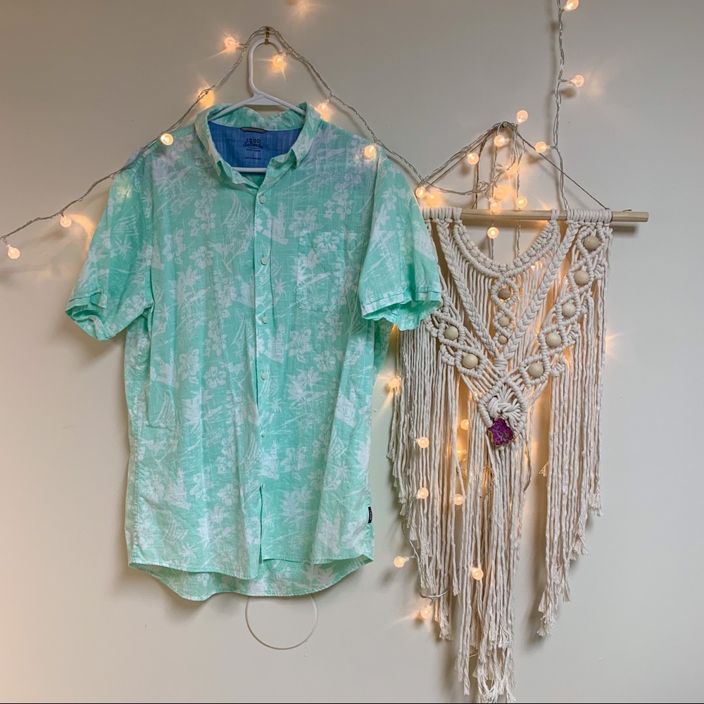 Boho Green Button Up Men’s Shirt